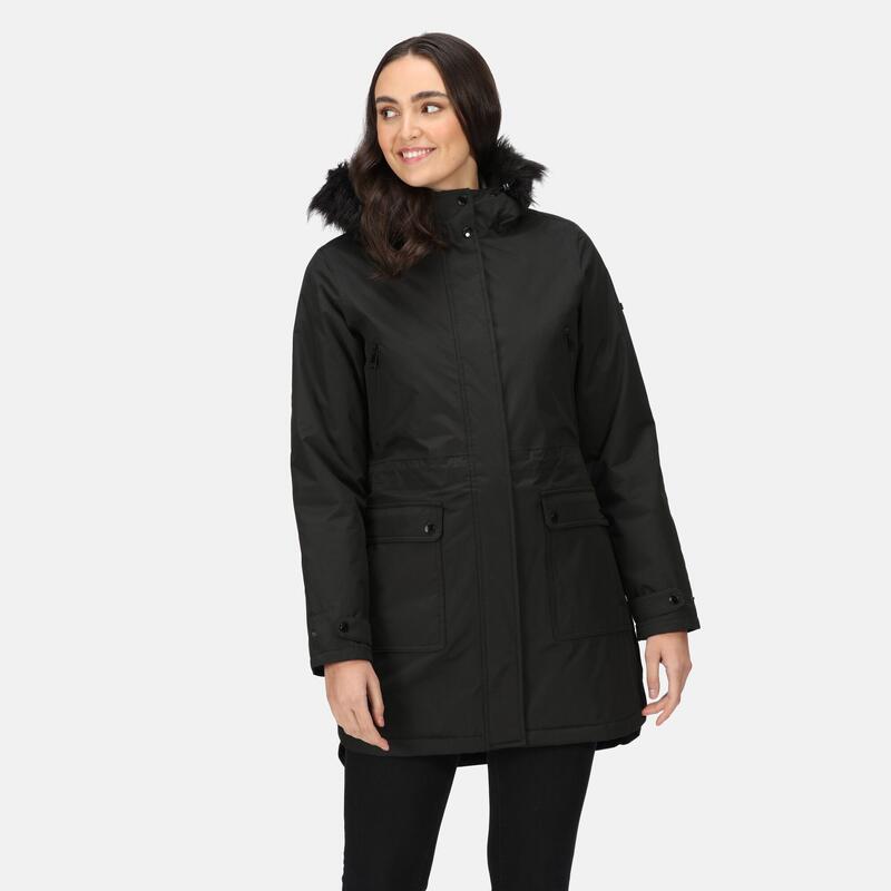 Sabinka Parka avec bordure en fausse fourrure pour femme
