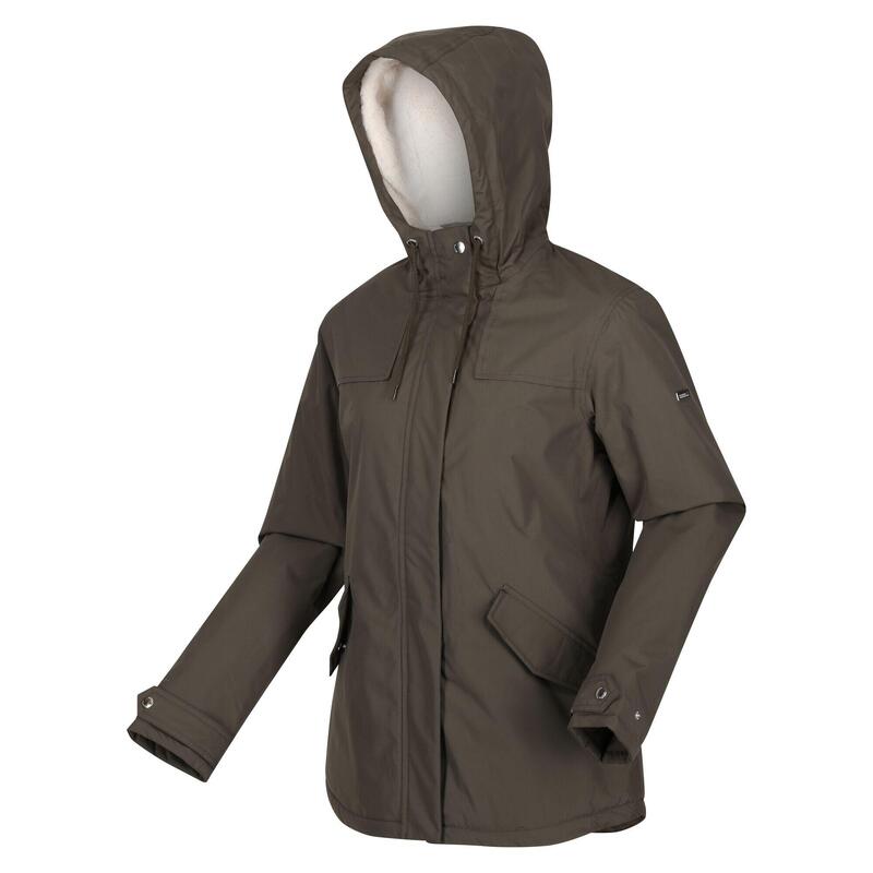 Bria Veste imperméable doublée de fausse fourrure pour femme