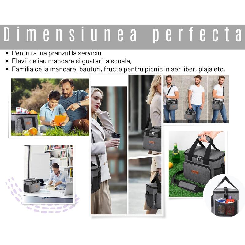 Geanta termica, termoizolanta, camping, pentru alimente, bauturi, capacitate 15L