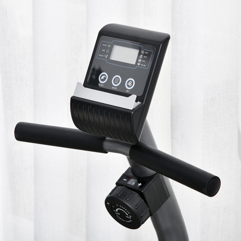 Homcom Bicicleta estática plegable con pantalla LCD y asiento con respaldo  Gris