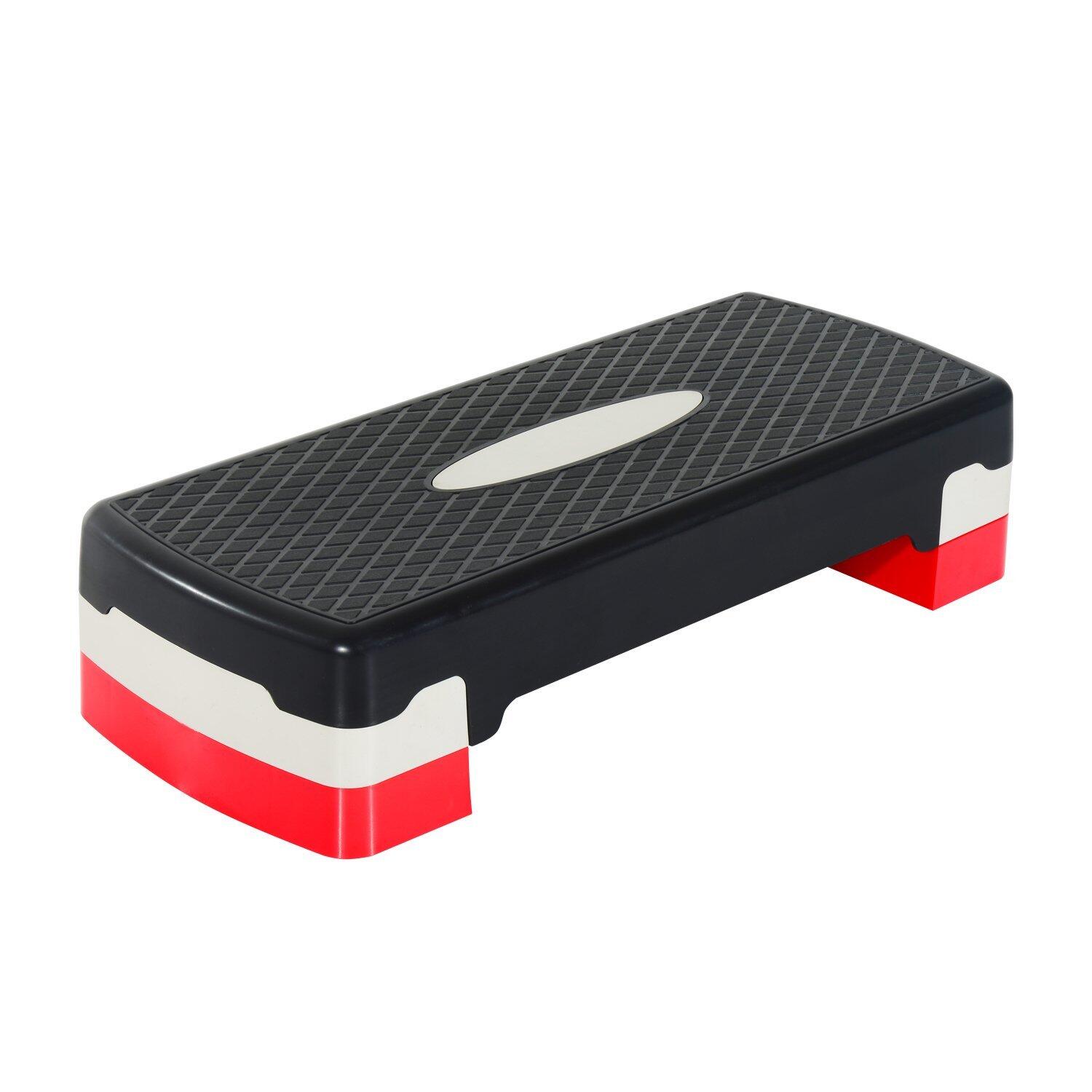 Step para exercício 68x29x10-15cm preto, cinza e vermelho homcom