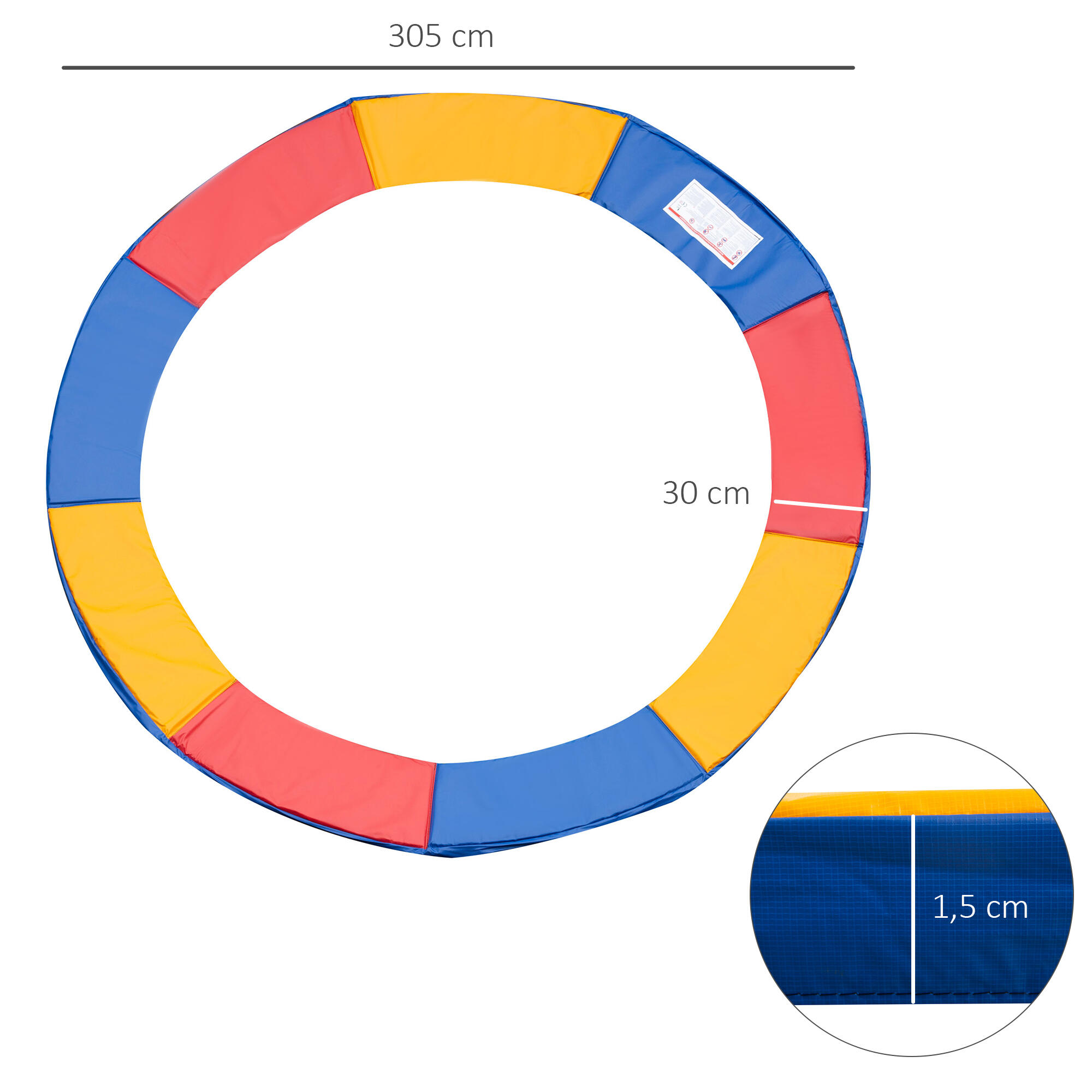 Cojín Borde para Cama Elástica HOMCOM Ø305 cm Colorido 3/7