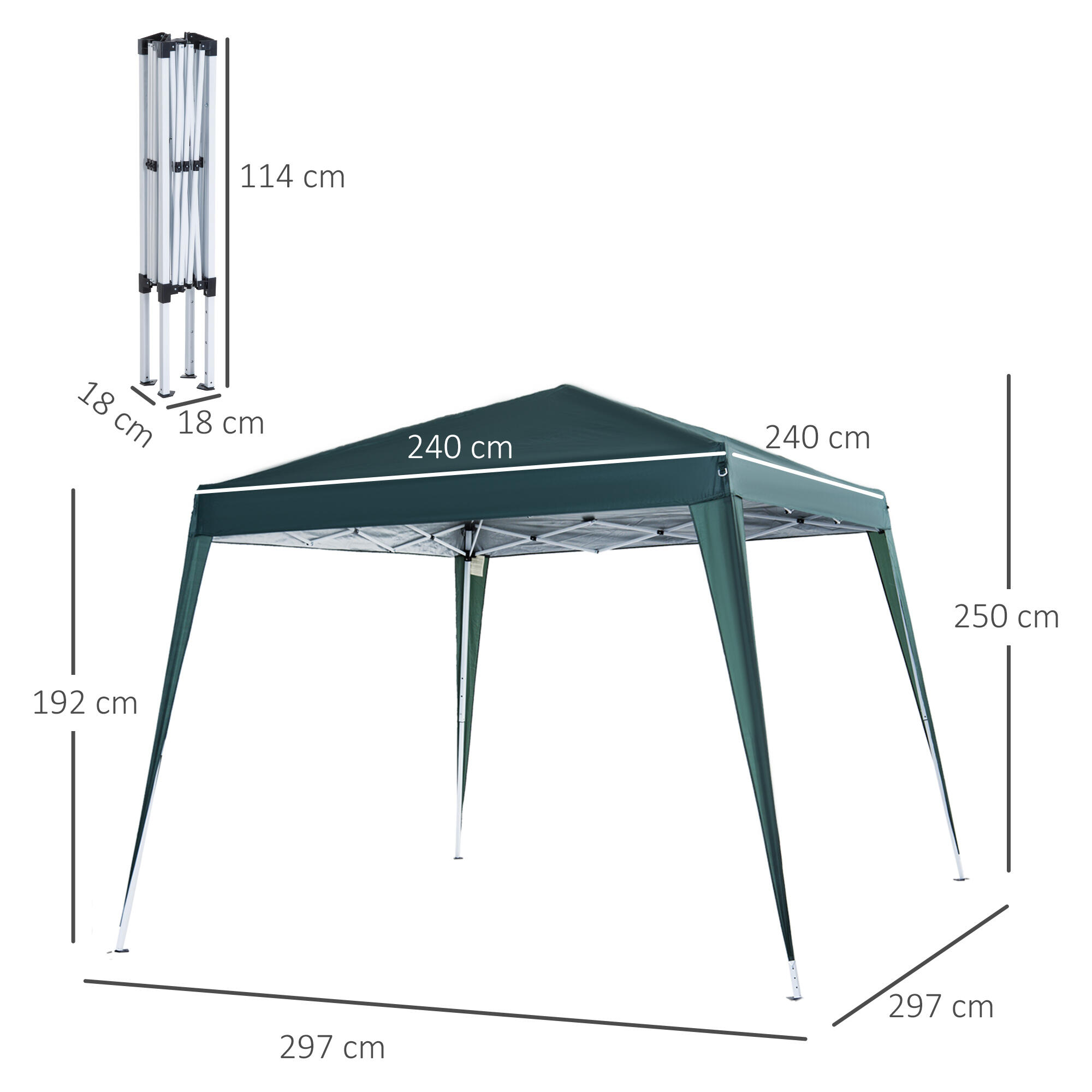 Carpa Plegable Outsunny 240x240x250 cm Verde 3/7