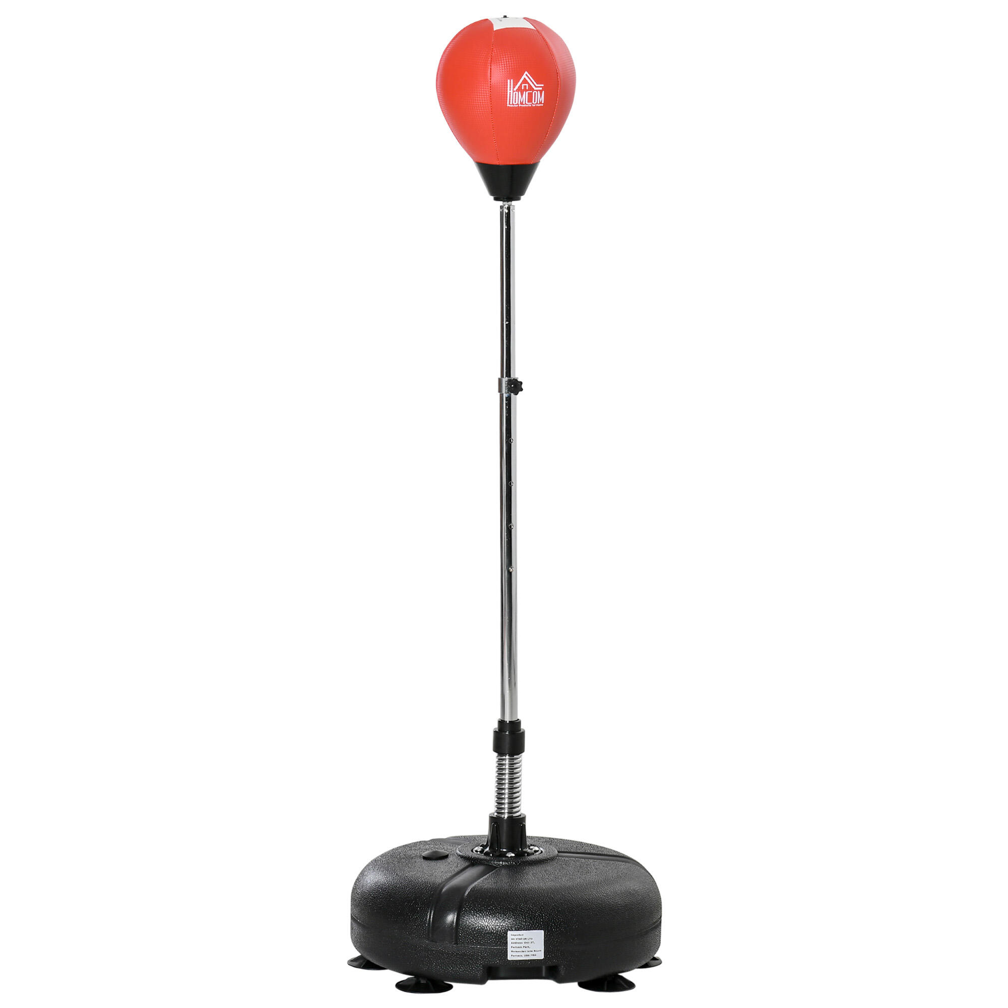 Saco de boxe de pé com altura ajustável 45x45x158cm preto e vermelho homcom
