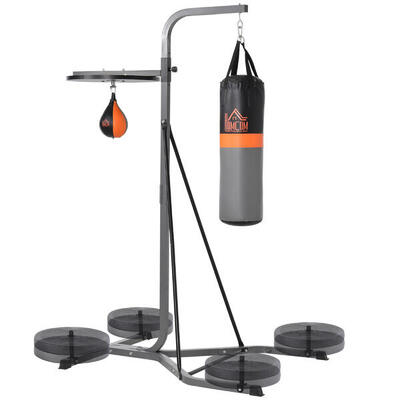 HOMCOM Stazione Sacco da Boxe con Pera da Boxe Altezza Regolabile per Fitness