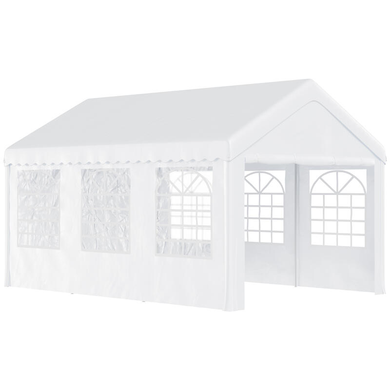 Carpa eventos deportivos Outsunny blanco de acero galvanizado 600x405x280 cm