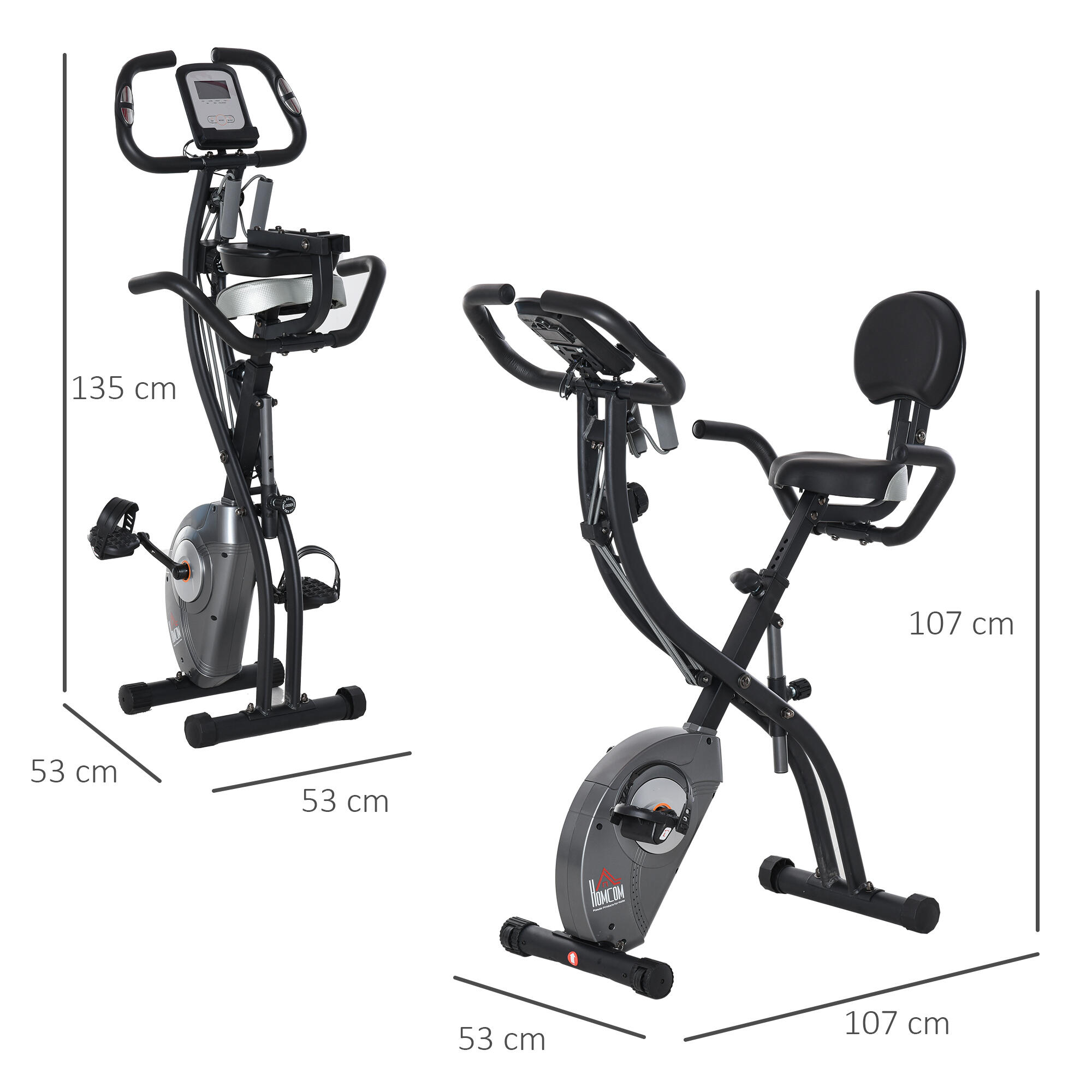 Bicicleta Estática HOMCOM 107x53x107 cm Negro 3/7