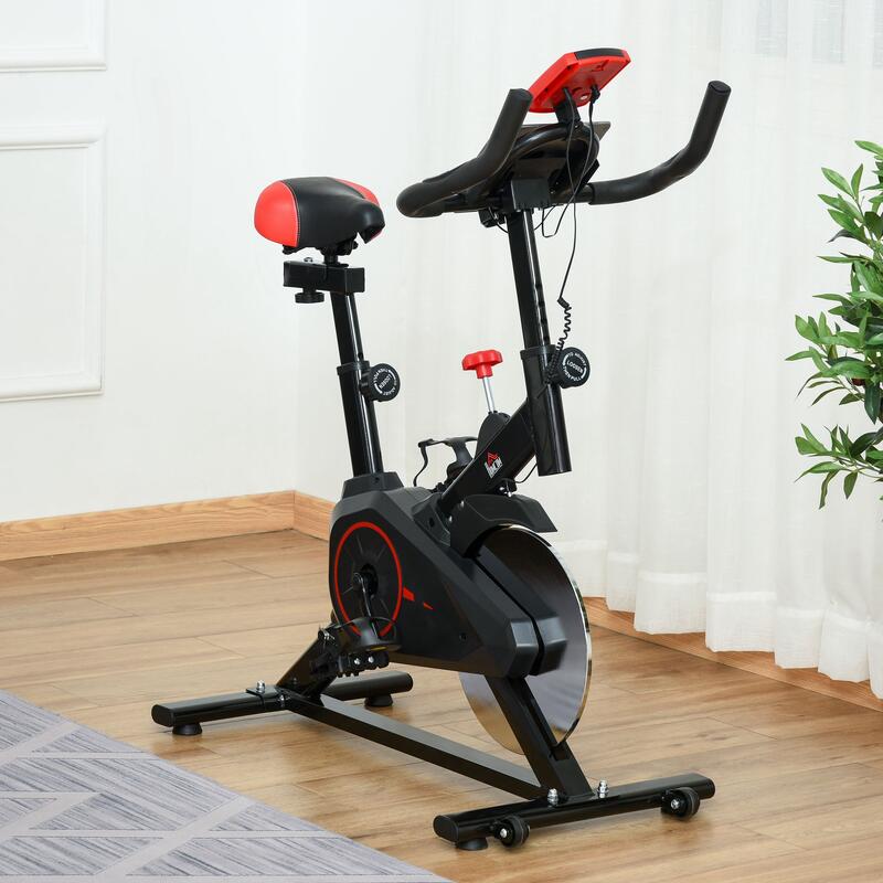 Bicicletă de fitness HOMCOM cu afișaj LCD, senzor de ritm cardiac