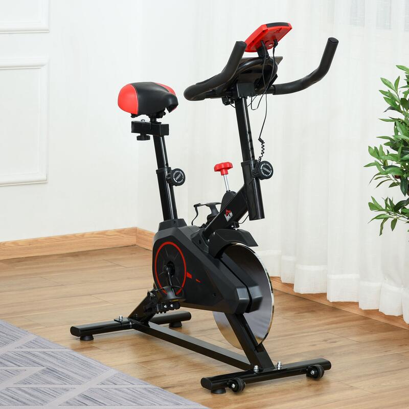 HomCom Bicicleta pentru Antrenament Aerobica cu Display LCD, Negru si Rosu