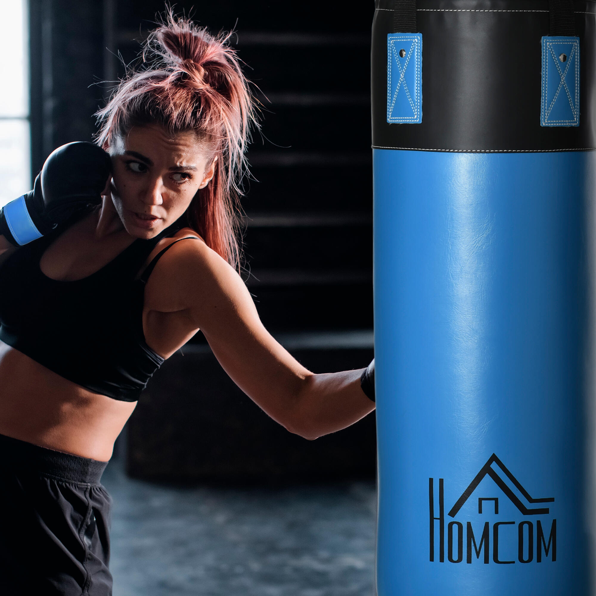 Saco de Boxeo HOMCOM 25x25x102 cm Azul Decathlon