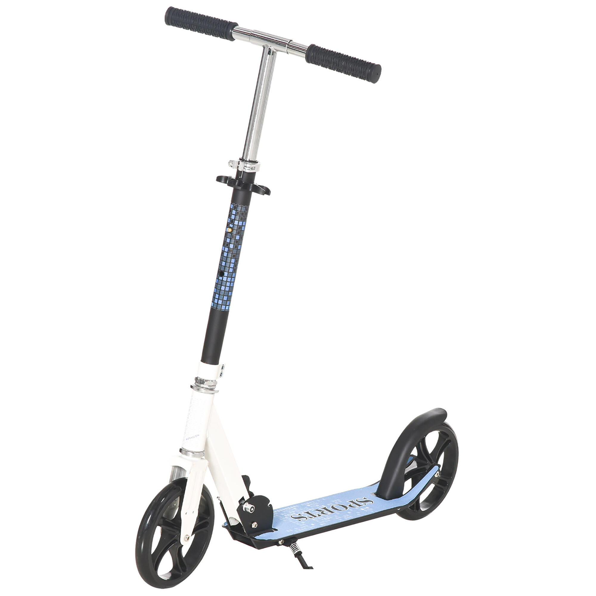 HOMCOM Trotinete Dobrável 84x34x(84-94) cm Branco e Azul HOMCOM