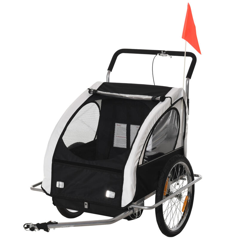 Remolque para niños Homcom blanco 142x85x105 cm acero tela oxford