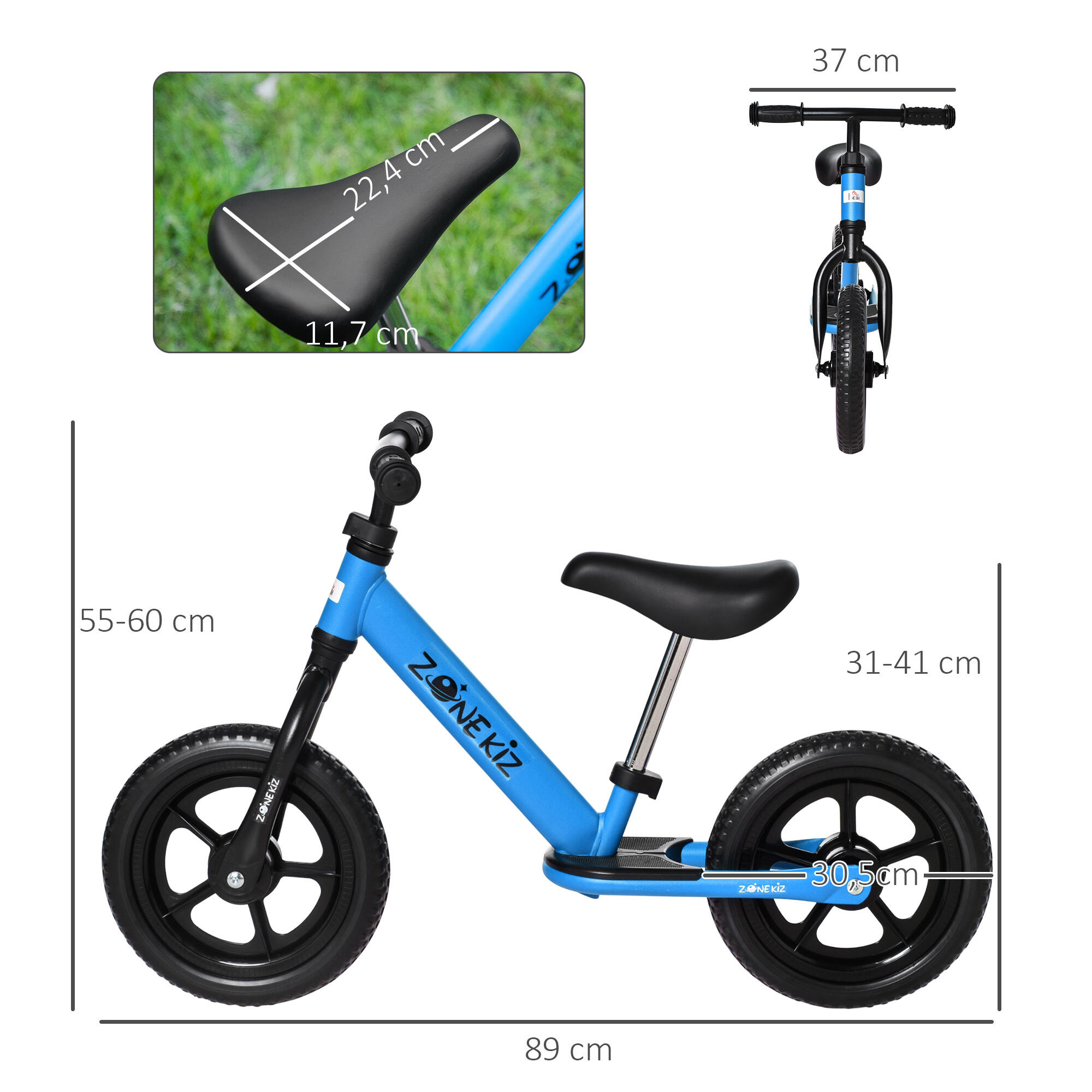 Bicicleta sin Pedales para Ni os HOMCOM 89x37x60 cm Azul Decathlon