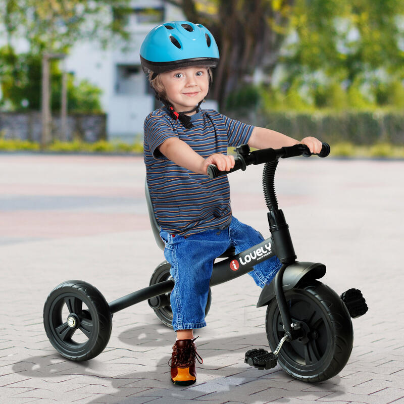 Triciclo para Niños HOMCOM 74x49x55cm Negro