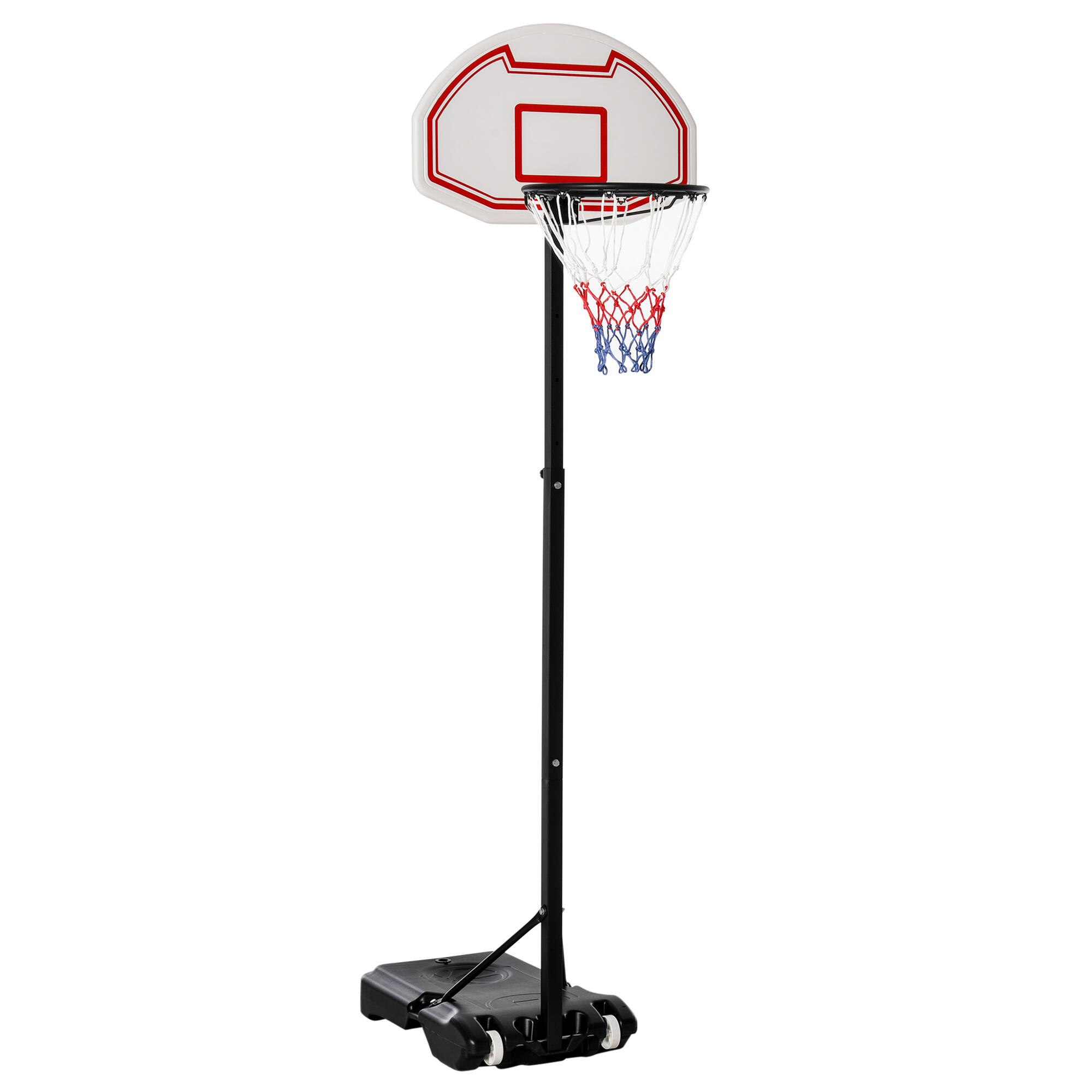 Suporte de tabela de basquetebol 71x74x170-250cm Preto, Vermelho e branco HOMCOM