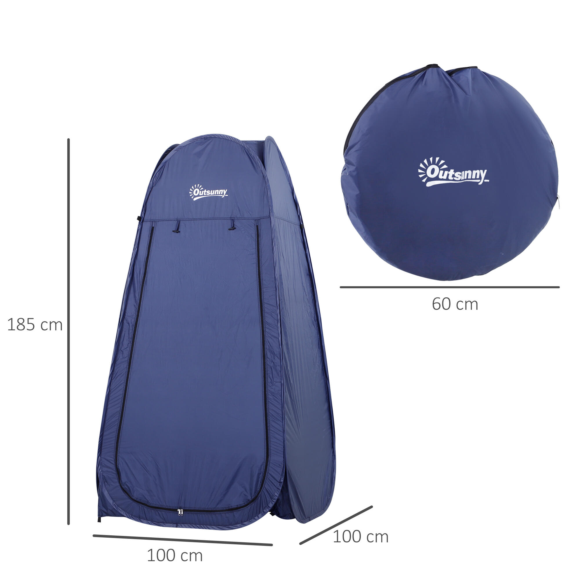 Carpa para Ducha Outsunny 100x100x185cm Azul 3/7