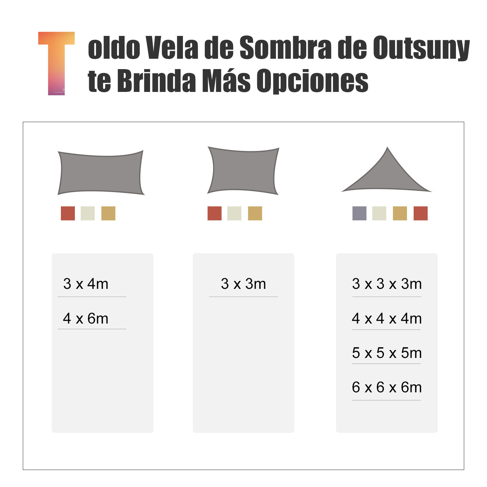 Toldo Vela Quadrado 3x4 m Creme Outsunny 7/7