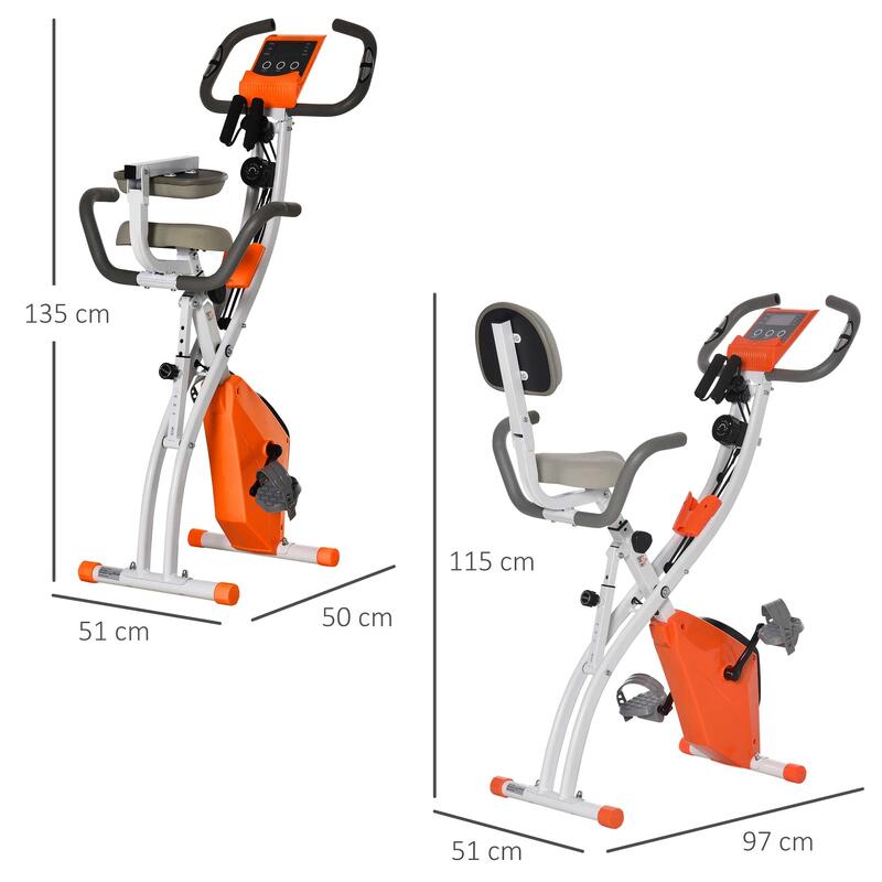 Bicicleta Estática HOMCOM 97x51x115 cm Naranja