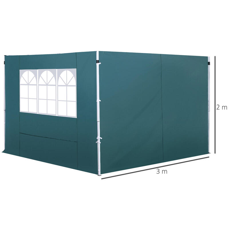 Paredes Laterais para Tenda 300x200 cm Verde Escuro Outsunny