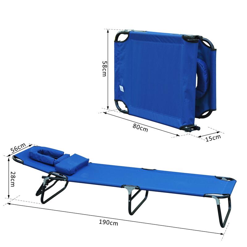 Tumbona Plegable Outsunny 190x56x28 cm Azul