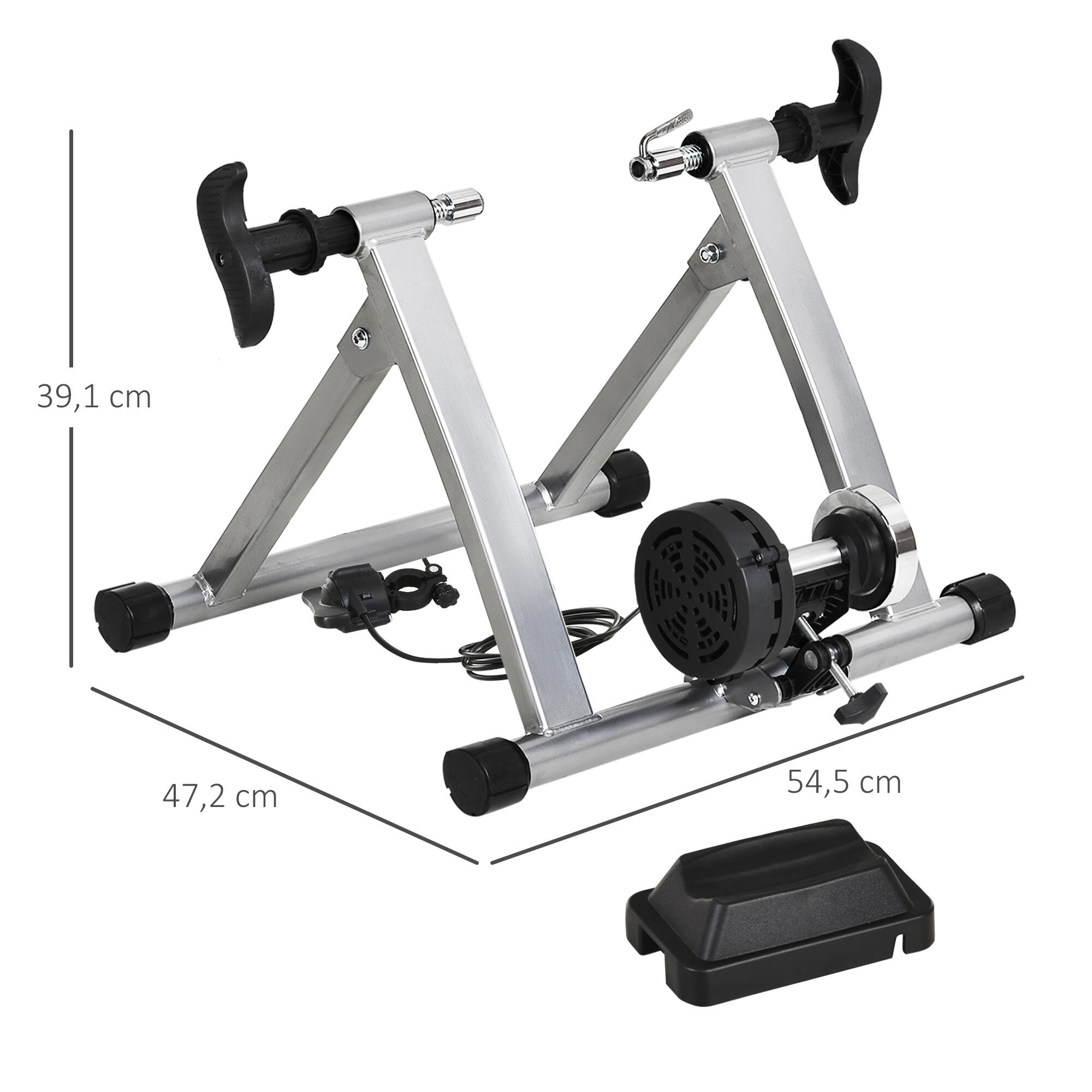 Rodillo Entrenamiento Bicicleta HOMCOM 54.5x47.2x39.1 cm Plata