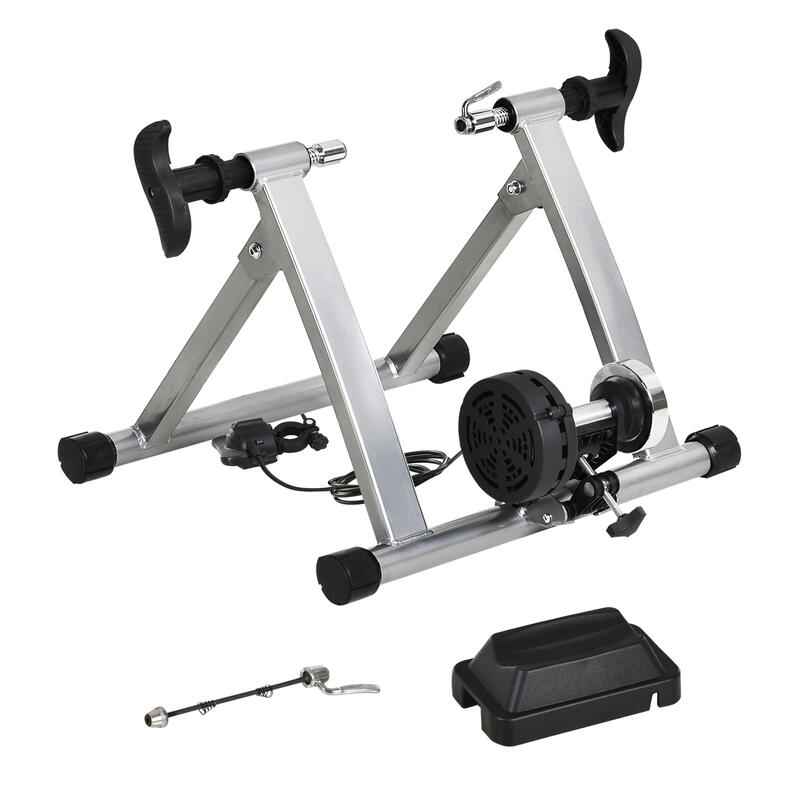 Rodillo Entrenamiento Bicicleta HOMCOM 54.5x47.2x39.1 cm Plata