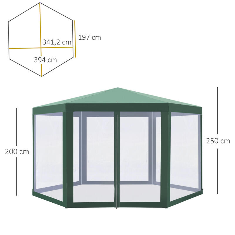 Carpa eventos deportivos poliéster Ø390x250 cm