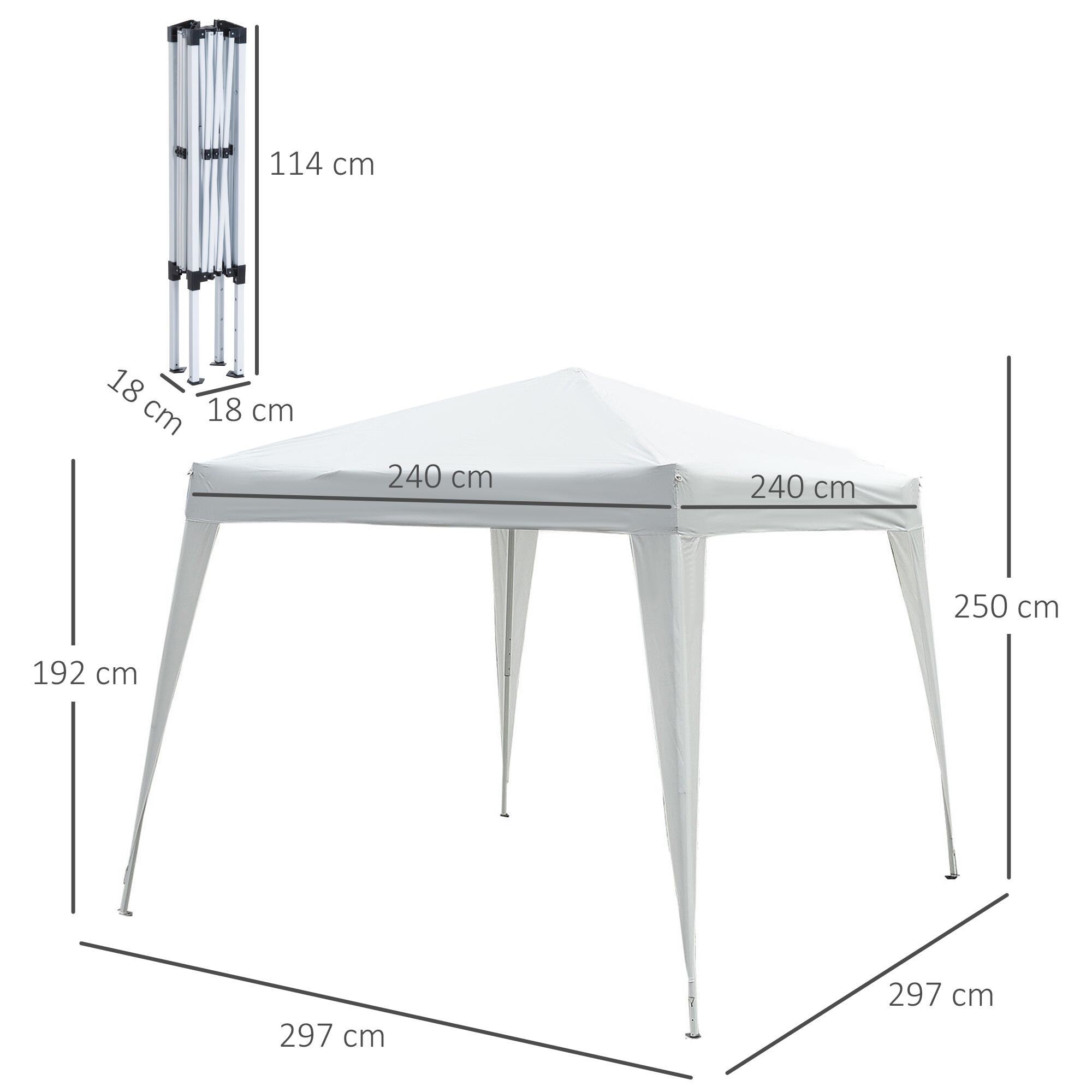 Carpa Plegable Outsunny 240x240x250 cm Blanco 3/7