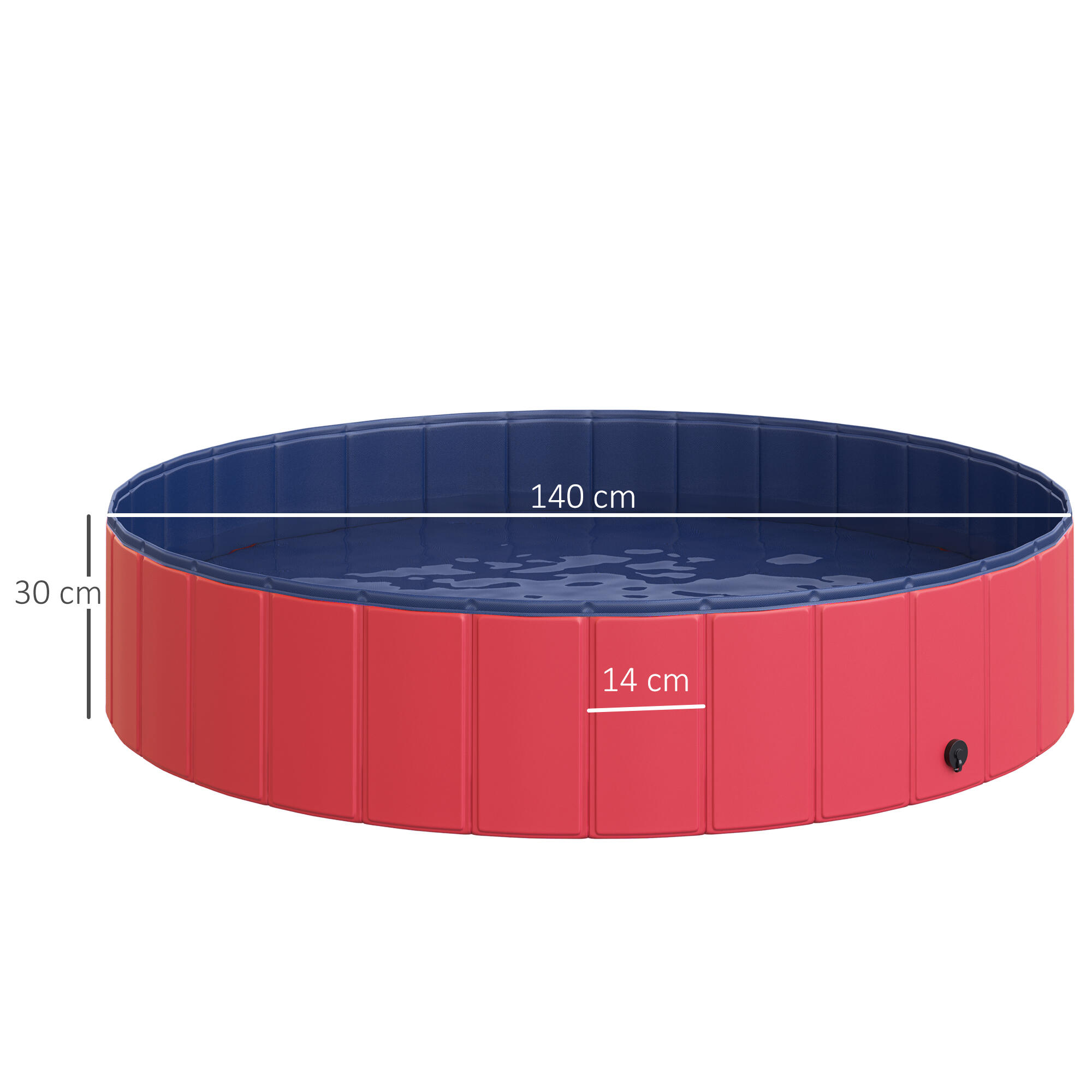Piscina para Mascotas PawHut Ø140x30cm Rojo 3/7