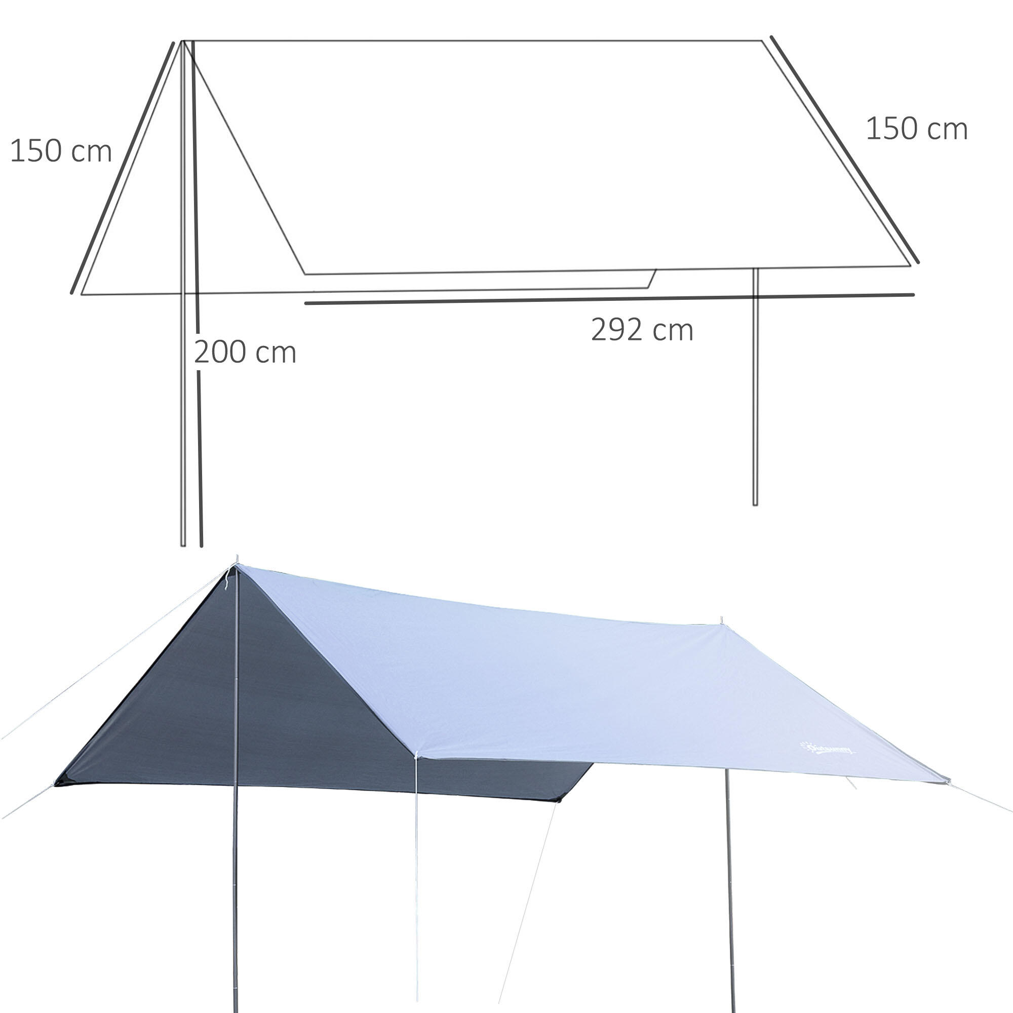 Outsunny Tenda da Sole Portatile 3x3m Tendalino Parasole Impermeabile Bianco 3/7