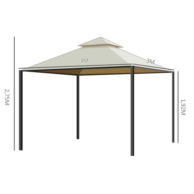 Carpa eventos deportivos  beige 300x300x270 cm metal poliéster