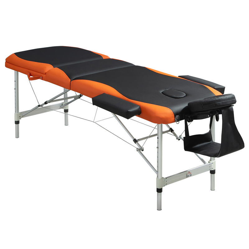 Marquesa de Massagem Dobrável e Portátil homcom 180x60x62-82cm Laranja e Preto