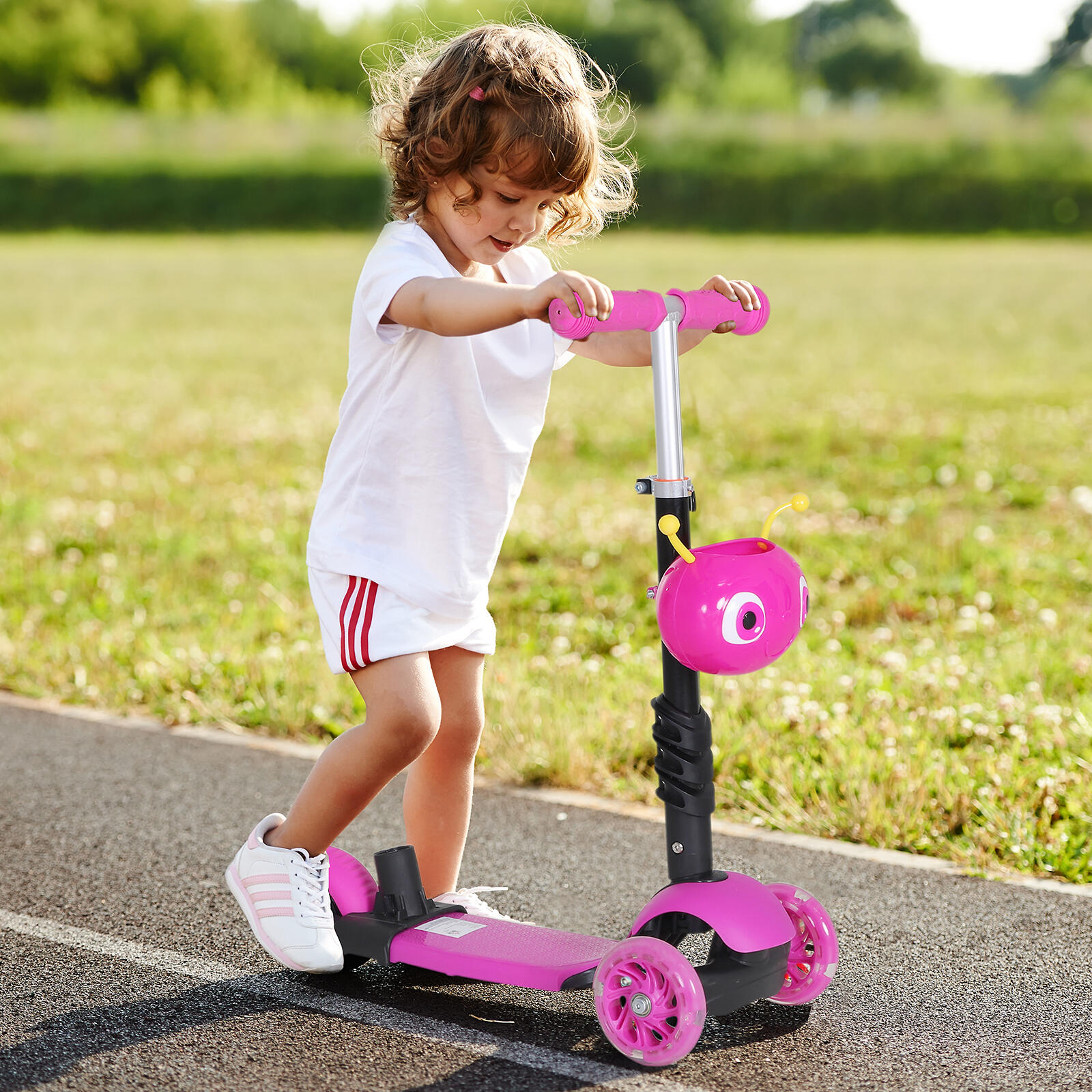 HOMCOM Monopattino 3 Ruote per Bambini Sedile e Maniglione Altezza Regolabile 2/7