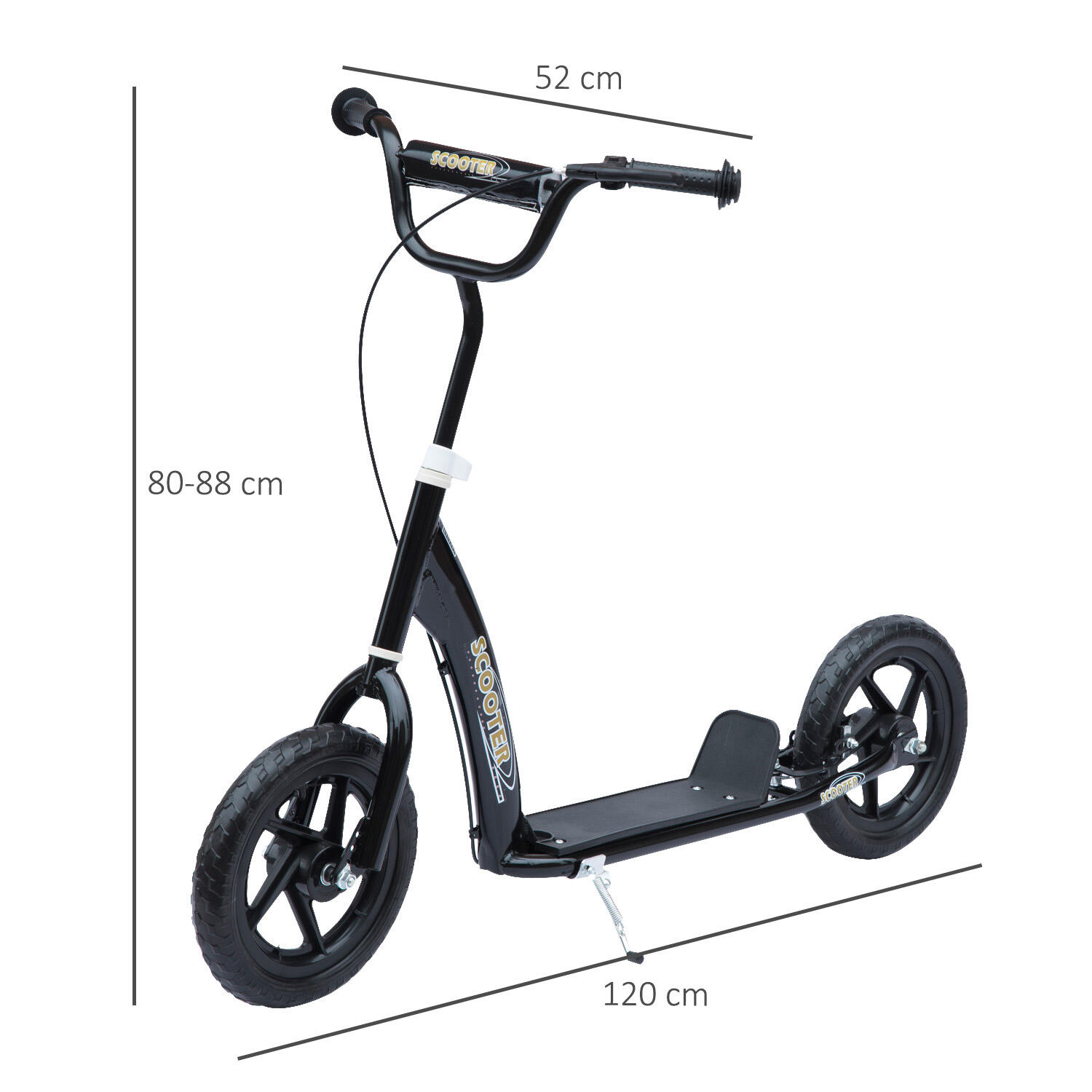 Trotinete para Crianças 120x52x88cm Preto HOMCOM 3/7