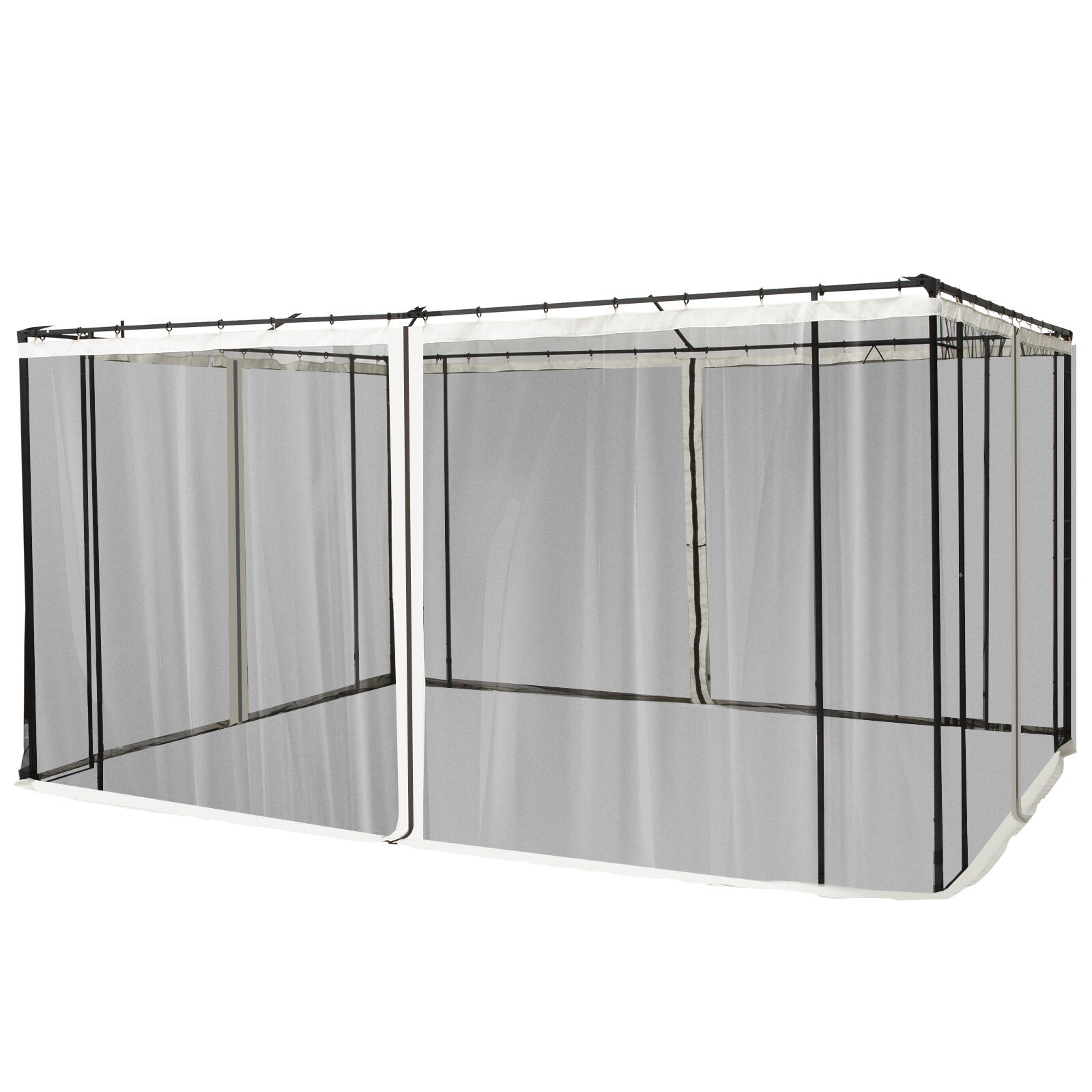 4 Painéis de Rede Mosquiteira para Tenda 352x207 cm Preto Outsunny