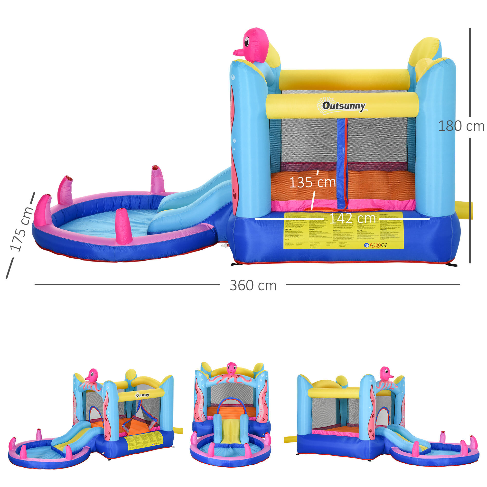 Castillo Inflable Infantil Outsunny 360x175x180 cm Multicolor 3/8