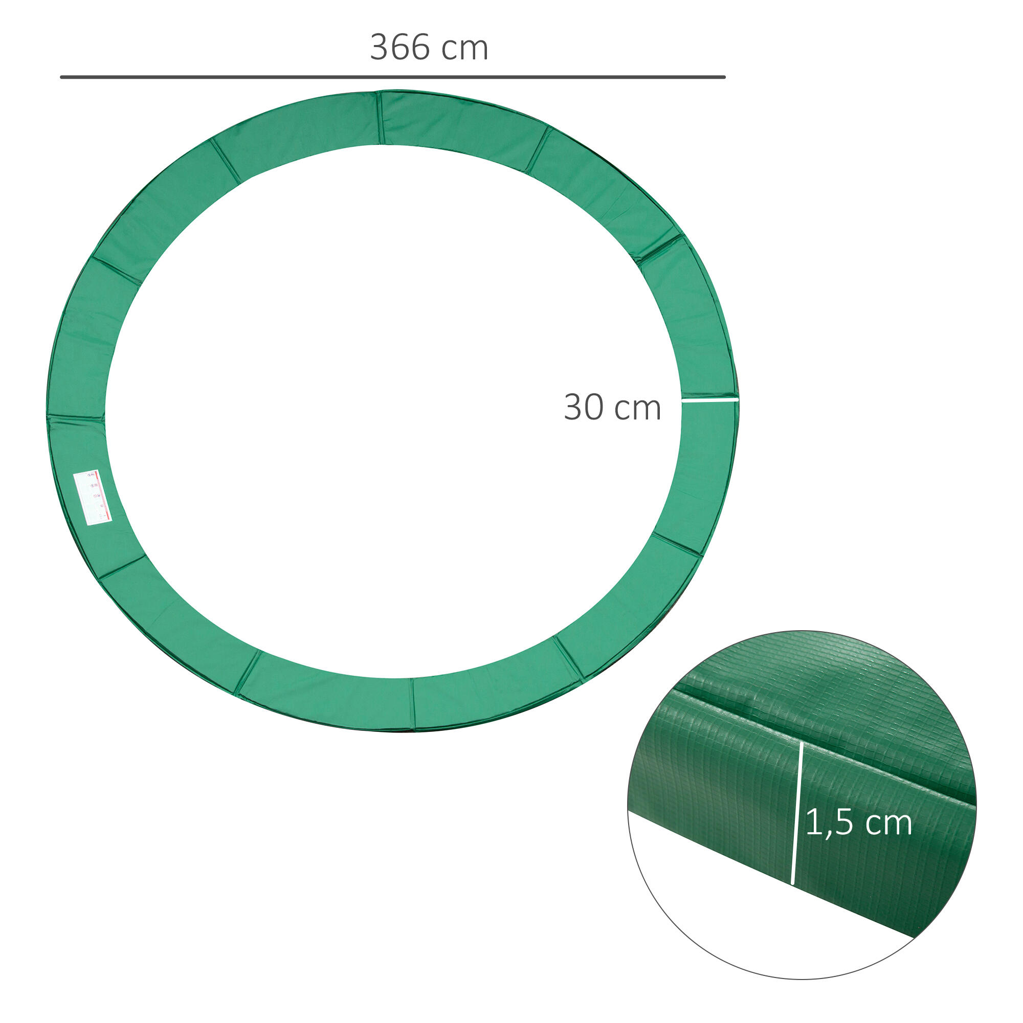 Cojín Borde para Cama Elástica HOMCOM 366x366 cm Verde 3/9