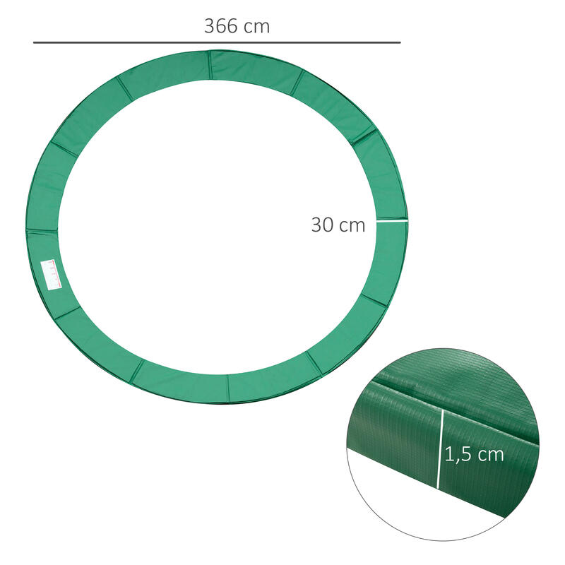 Capa Protetora de Bordas para Trampolim 366 cm Verde HOMCOM
