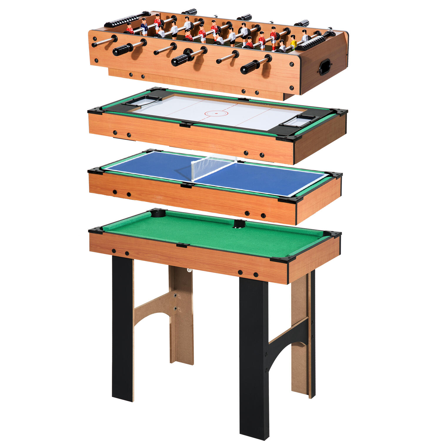 Mesa multi-jogos 87x43x73 cm madeira e preto homcom