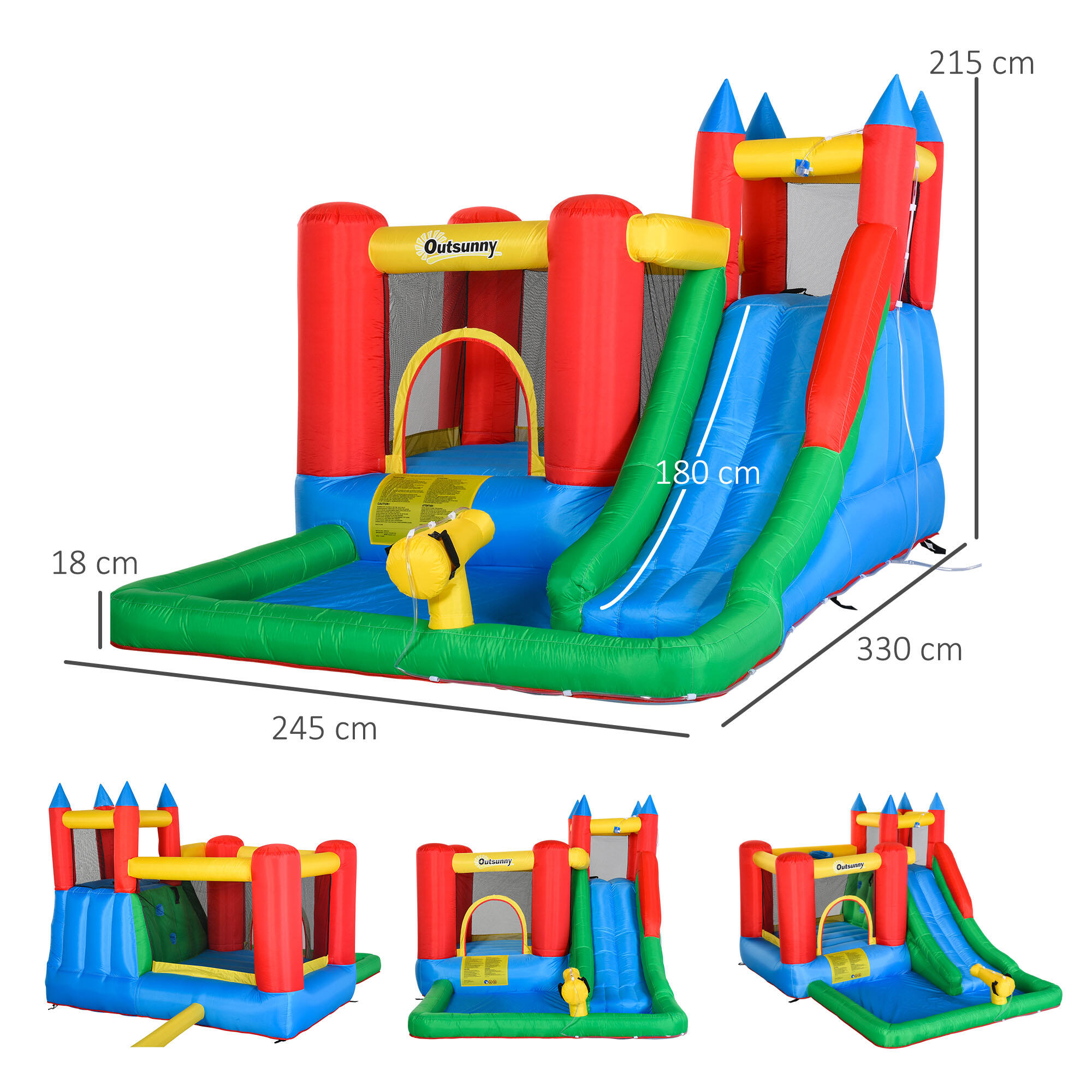 Castillo Hinchable Outsunny 330x245x215 cm Multicolor 3/8