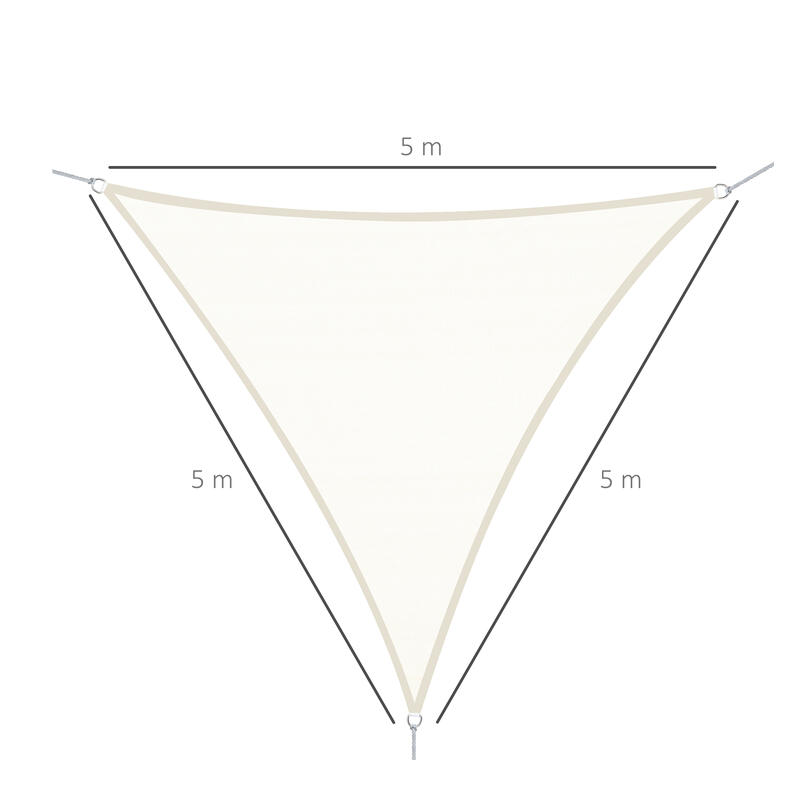 Toldo Vela Triangular 5x5x5m Creme Outsunny