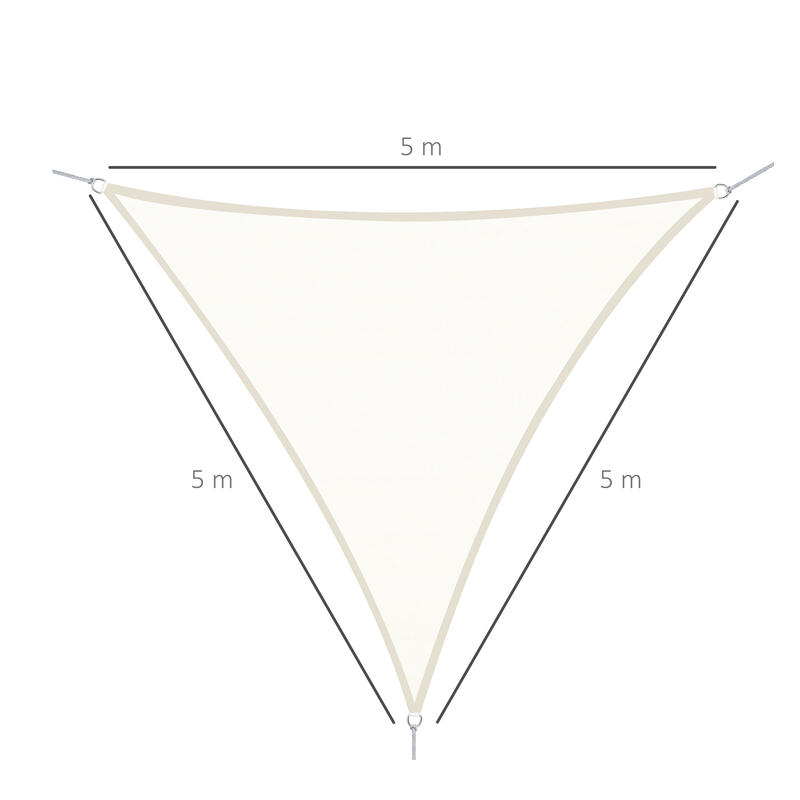 Toldo Vela Triangular Outsunny 500x500x500 cm Crema