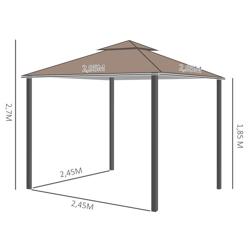 Pérgola Exterior 300x300xH195-270cm Café Outsunny