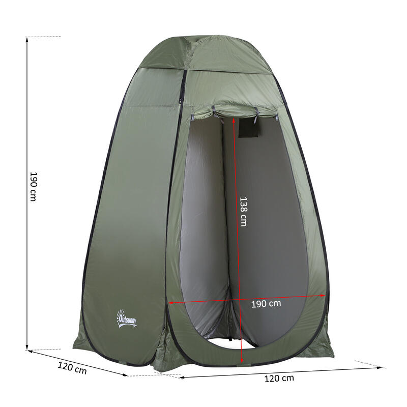 Carpa para Ducha Outsunny 120x120x190 cm Verde