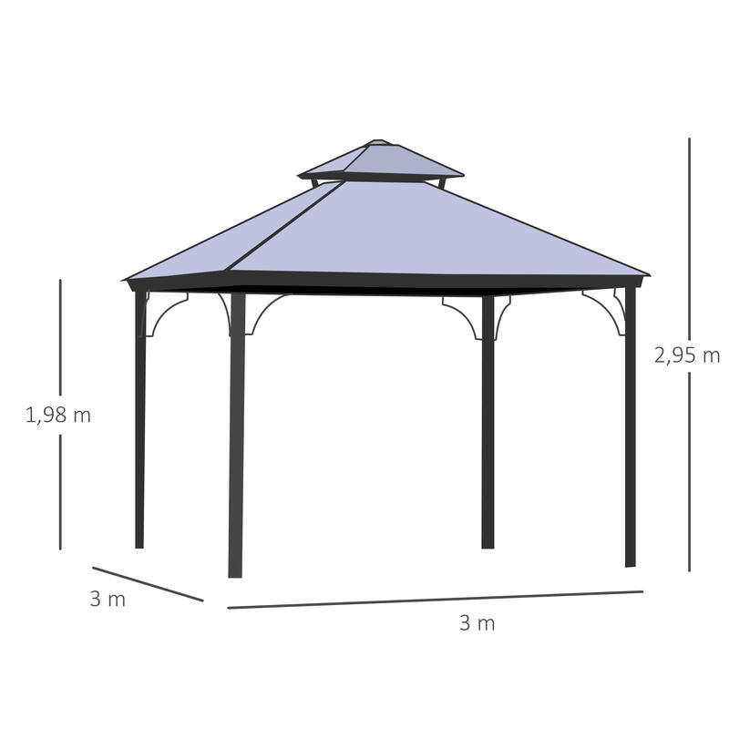 Pérgola Exterior 300x300x275 cm Bege e Preto Outsunny