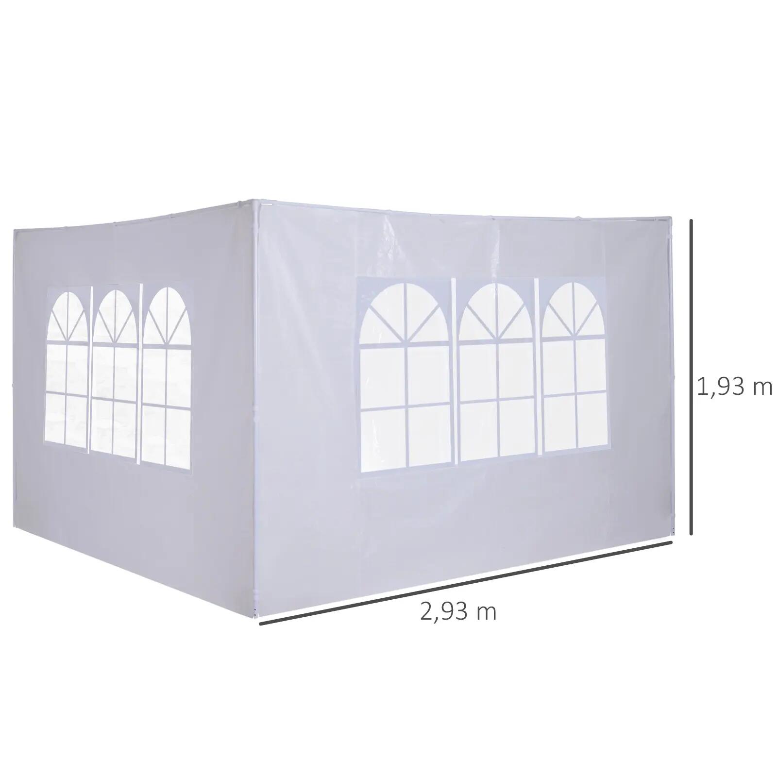 2 Paredes Parte Laterales Outsunny 293x293x193 cm Blanco 3/7
