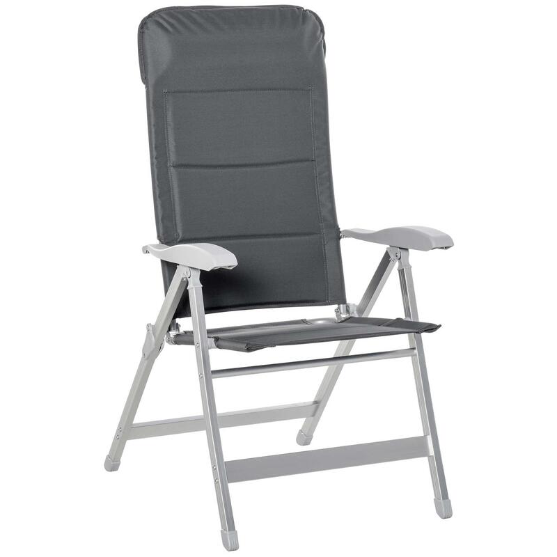 Silla de camping Plegable Outsunny 75x61.5x115 cm Gris