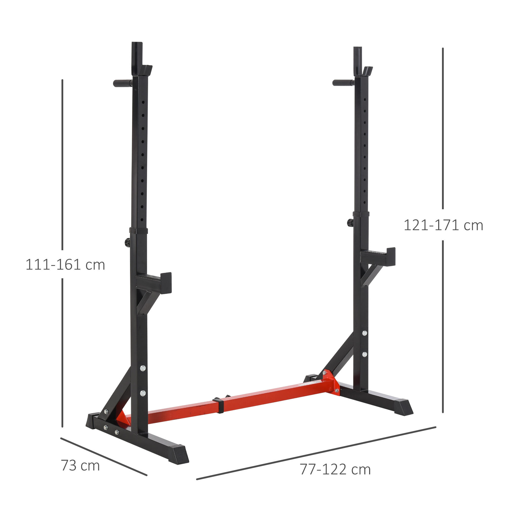 Soporte para Barra Pesas HOMCOM 122x73x161 cm Negro y Rojo 3/7