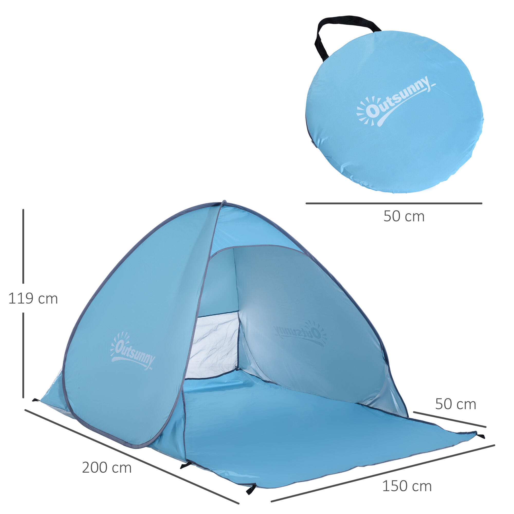 Tienda de Campaña Outsunny 200x150x119 cm Azul 3/7