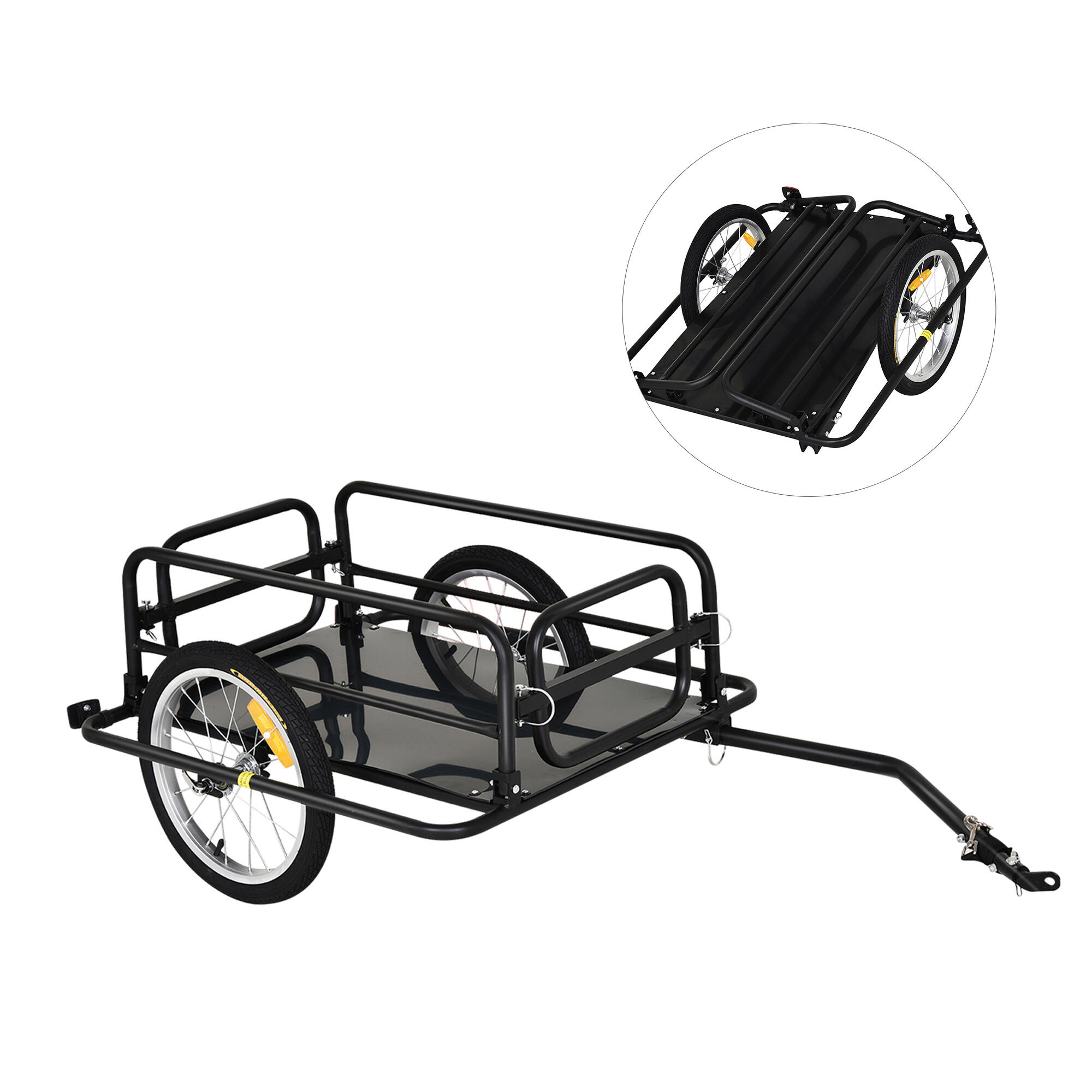 Reboque de bicicleta 145x70x49cm preto pawhut